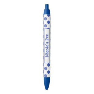Blue Polka Dot Personalised Ink Pen