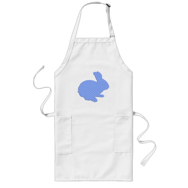 Blue Polka Dot Silhouette Easter Bunny Apron (Front)