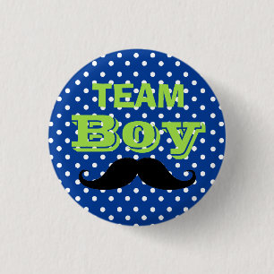 Blue Polka Dot Team Boy Baby Shower 3 Cm Round Badge