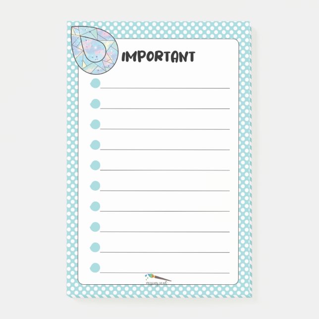 Blue Polka Dot Teardrop Diamond IMPORTANT Post-it Notes (Front)