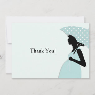 Blue Polka Dot Umbrella Thank You Notecard