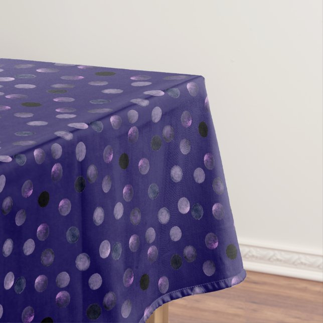 Blue polka dot watercolor tablecloth (In Situ)