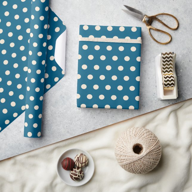 blue polka dot wrapping paper (Crafts)