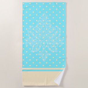 Blue polka dots and yellow beach towel