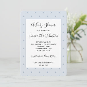 Blue Polka Dots Baby Shower Invitation