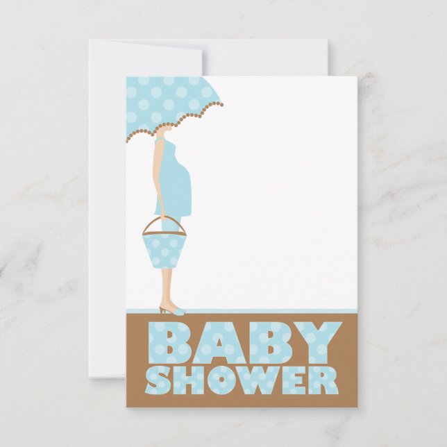 Blue Polka Dots Baby Shower Invitations (Front)