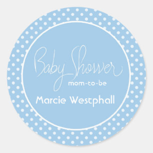 Blue Polka Dots Baby Shower Mum Classic Round Sticker
