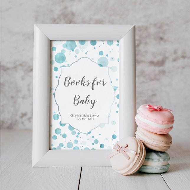 Blue Polka Dots Baby Shower Sign, Books for baby Poster (Creator Uploaded)