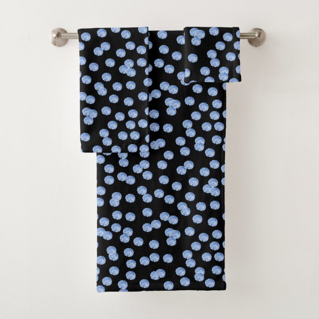 Blue Polka Dots Bathroom Towel Set (Insitu)