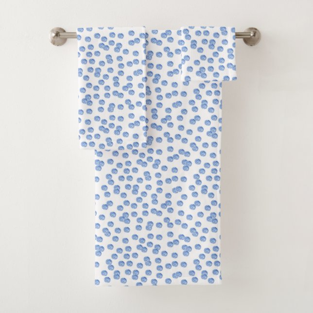 Blue Polka Dots Bathroom Towel Set (Insitu)