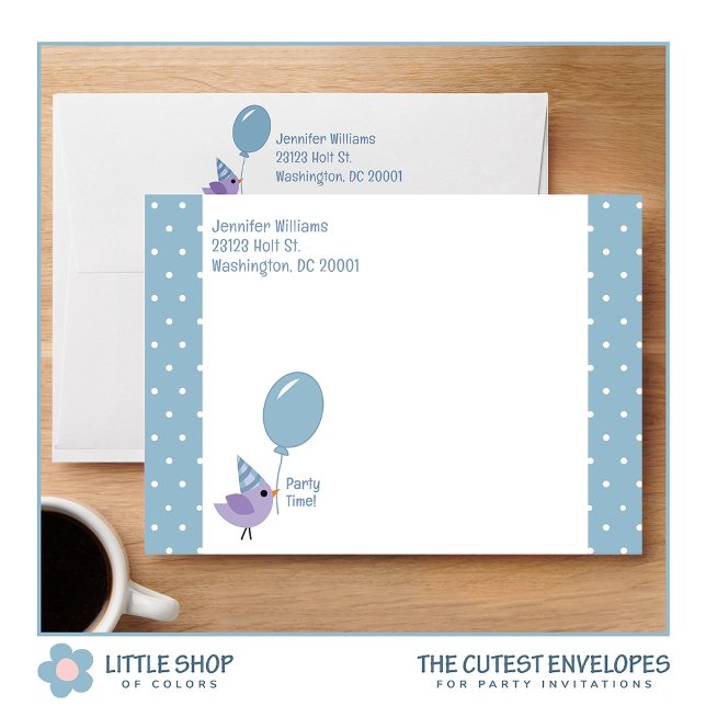 Blue Polka Dots Boy’s Birthday Party Envelope (Creator Uploaded)