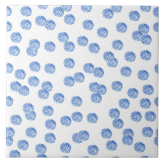 Blue Polka Dots Large Ceramic Tile