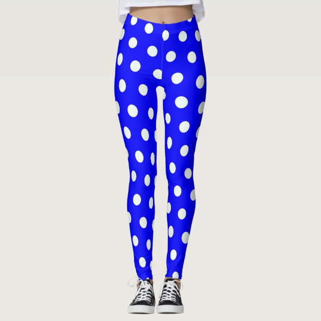 Blue Polka Dots Leggings (Front)