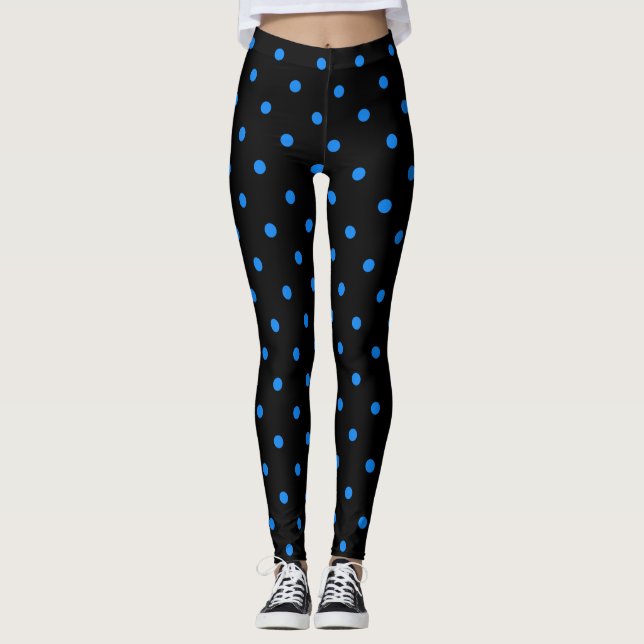Blue Polka Dots Leggings (Front)