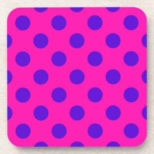 Blue polka dots on fuchsia coaster