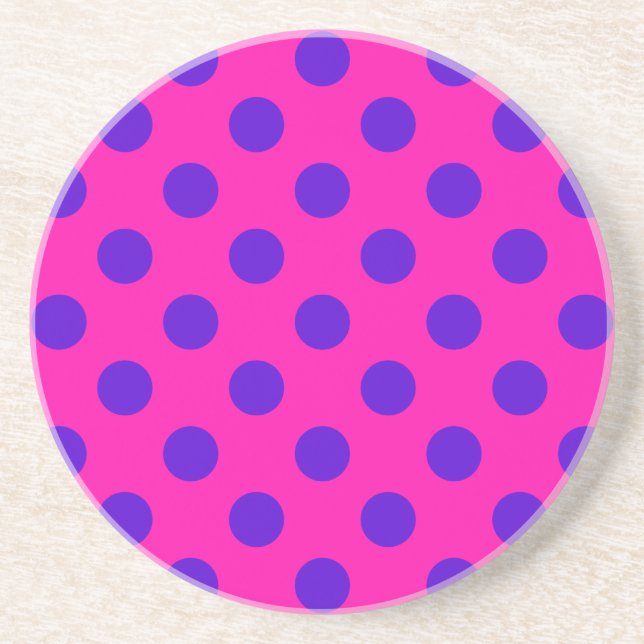 Blue polka dots on fuchsia coaster (Front)