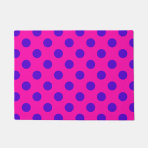 Blue polka dots on fuchsia doormat