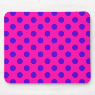 Blue polka dots on fuchsia mouse pad