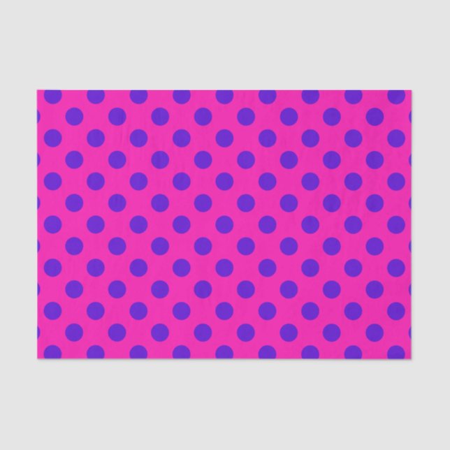Blue polka dots on fuchsia tissue paper (Front)