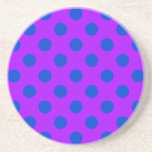 Blue polka dots on purple coaster