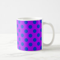 Blue polka dots on purple