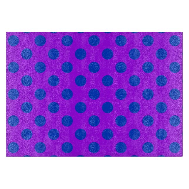 Blue polka dots on purple cutting board (Front)
