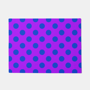 Blue polka dots on purple doormat