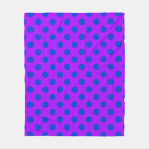 Blue polka dots on purple fleece blanket