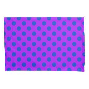 Blue polka dots on purple pillowcase