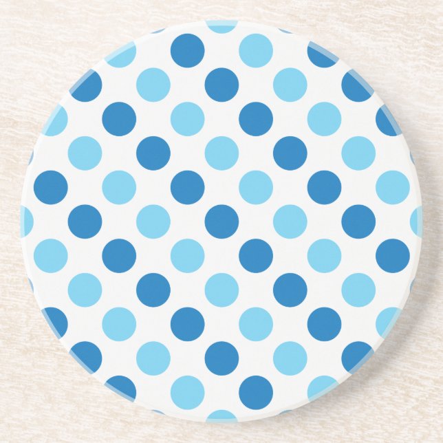 Blue polka dots pattern coaster (Front)