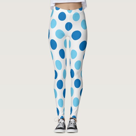 Blue polka dots pattern leggings