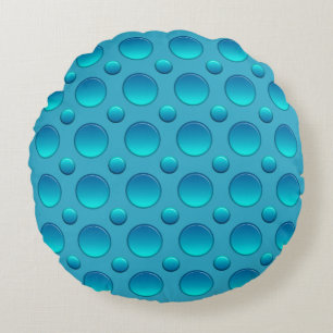blue polka dots pattern round cushion