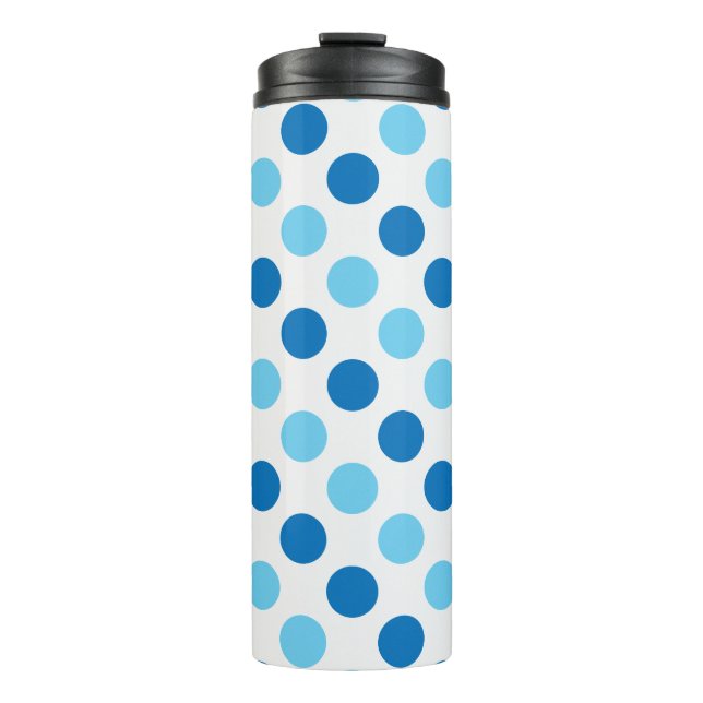 Blue polka dots pattern thermal tumbler (Front)