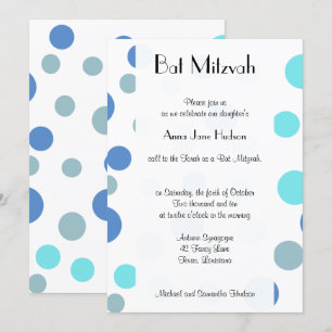 Blue Polka Dots, Polka Dot Pattern, Bat Mitzvah Invitation