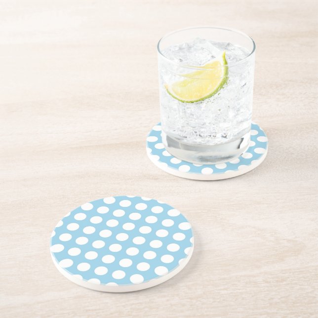 Blue Polka Dots, Polka Dot Pattern, Dots, Dotted Coaster (Side)