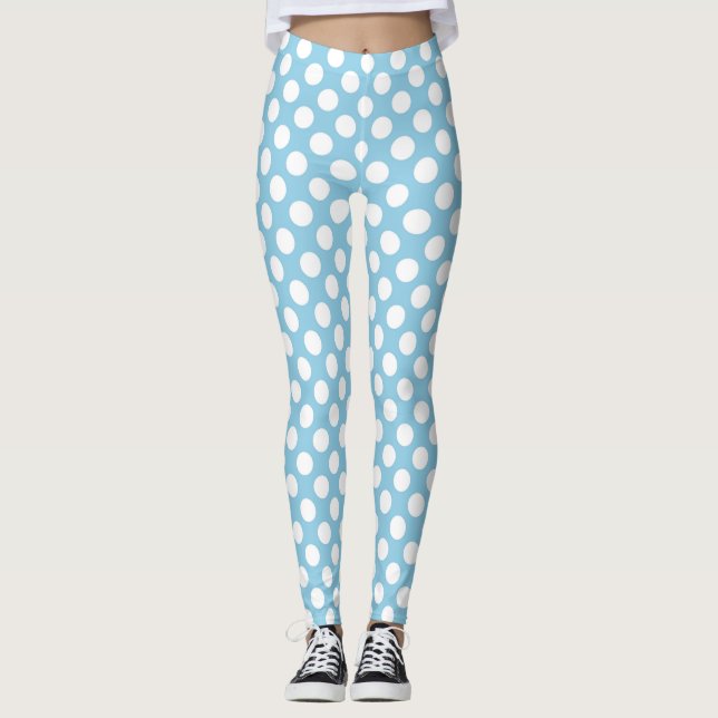 Blue Polka Dots, Polka Dot Pattern, Dots, Dotted Leggings (Front)