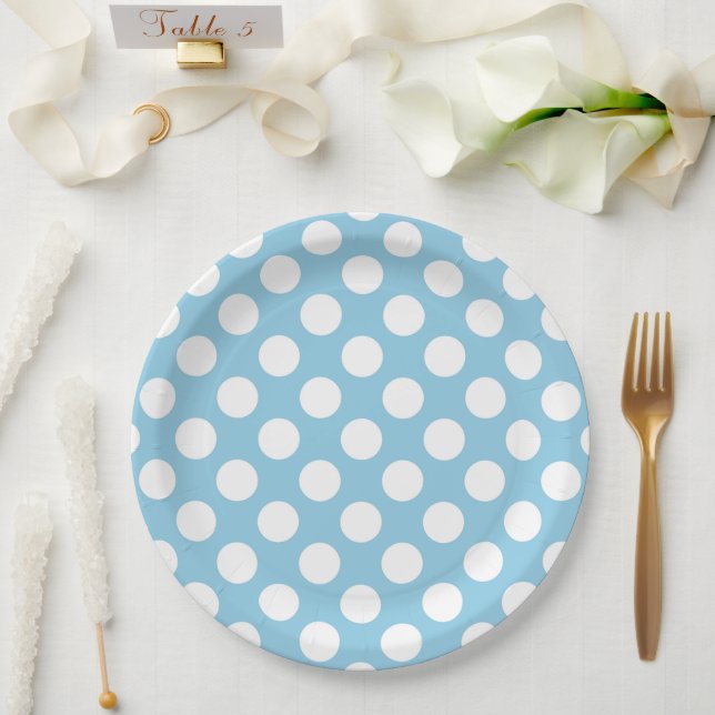 Blue Polka Dots, Polka Dot Pattern, Dots, Dotted Paper Plate (Wedding)
