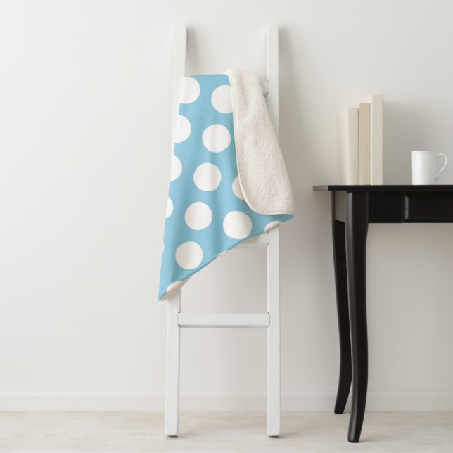 Blue Polka Dots, Polka Dot Pattern, Dots, Dotted Sherpa Blanket (In Situ)