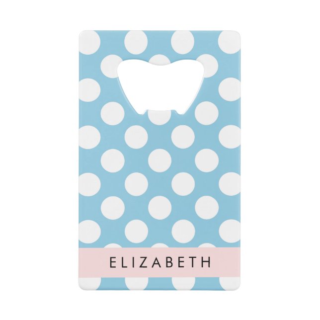 Blue Polka Dots, Polka Dot Pattern, Your Name (Front)