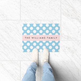 Blue Polka Dots, Polka Dot Pattern, Your Name Doormat