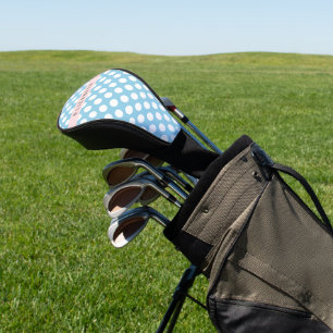 Blue Polka Dots, Polka Dot Pattern, Your Name Golf Head Cover
