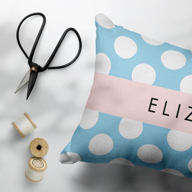 Blue Polka Dots, Polka Dot Pattern, Your Name Pillowcase (Creator Uploaded)
