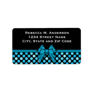 Blue Polka Dots & Ribbon Address Labels