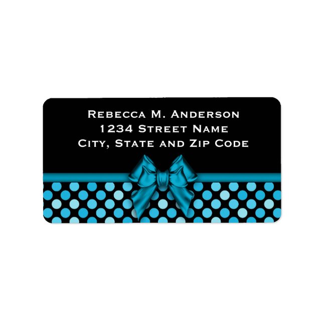 Blue Polka Dots & Ribbon Address Labels (Front)