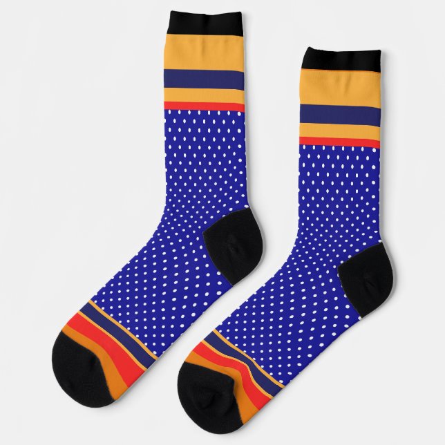 Blue Polka Dots + Stripes  Socks (Left)
