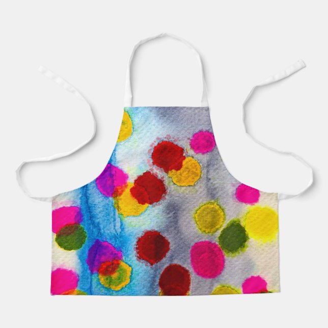 Blue polka dots watercolor abstract apron (Front)