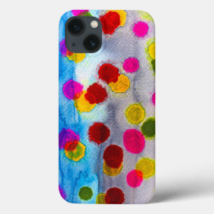 Blue polka dots watercolor abstract iPhone 13 case