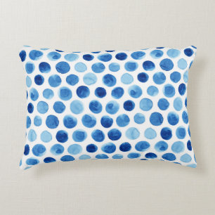 Blue polka dots, watercolor seamless pattern. decorative cushion