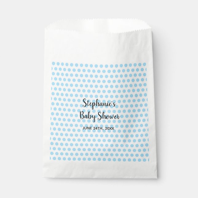 Blue Polka Dots White Baby Shower Boys Girls Cute Favour Bag (Front)