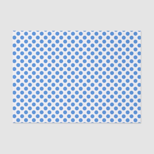 Blue Polka Dots with Customisable Background Tissue Paper (Front)